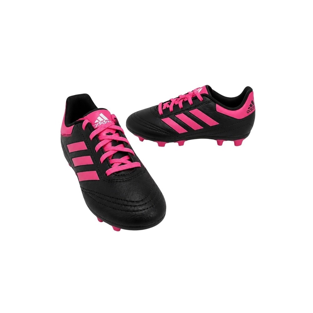 Adidas Soccer Shoes Girls Size 12K Black Pink Molded Cleats Athletic Lace Up